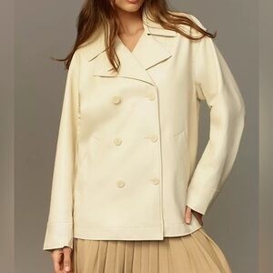 Anthropologie Maeve Faux-Leather Cocoon Blazer